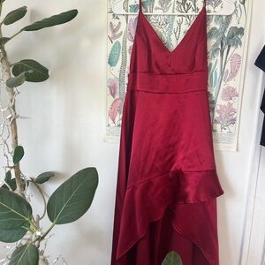 Chic Burgundy High-Low Dress